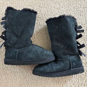 Ugg Black Suede Boots with Bows